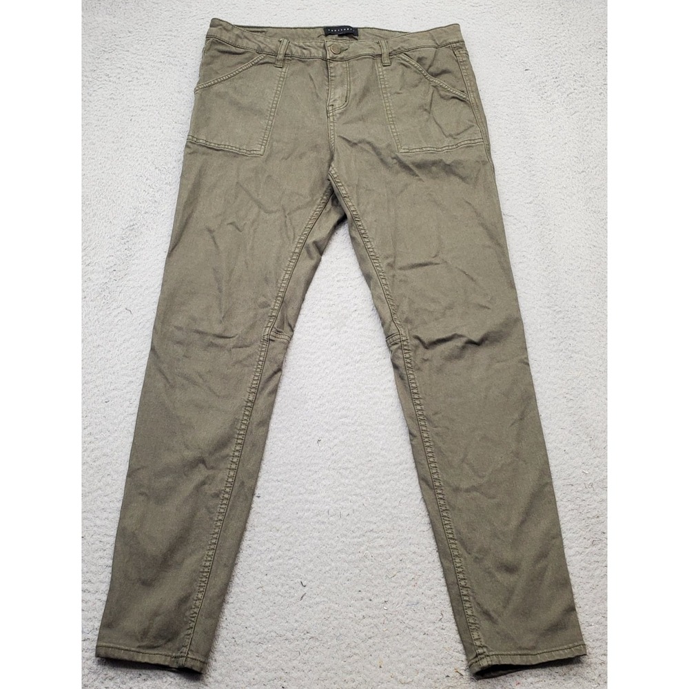 Sanctuary Chino Pants Womens Size 30‎ Green Flat Front Straight Leg Patch Pocket